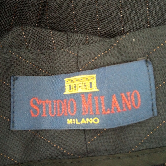 Vintage 100% Virgin Wool Studio Milano Black Red Pinstripe Trousers Italian 18 - Picture 7 of 7